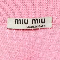 Miu Miu Pink Knit Logo Pocket Detail Polo Jumper S