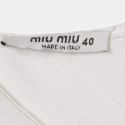 Miu Miu White Floral Embellished Crepe Ruched Sleeve Maxi Dress S