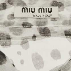 Miu Miu White Printed Silk Button Front Ruffled Blouse S