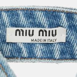 Pre Owned Miu Miu Blue Logo Print Denim Shorts and Top Set S