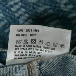 Pre Owned Miu Miu Blue Logo Print Denim Shorts and Top Set S