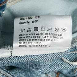 Pre Owned Miu Miu Blue Logo Print Denim Shorts and Top Set S