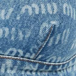 Pre Owned Miu Miu Blue Logo Print Denim Shorts and Top Set S