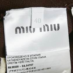 مملوكة مسبقًا Miu Miu Brown Striped Cotton Knit Polo Crop T-Shirt S