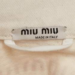 Miu Miu Off-White Distressed Denim Button Front Cropped Jacket XS