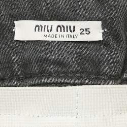 Miu Miu Grey Ripped Denim Elasticated Waist Wide Leg Jeans S Waist 25"
