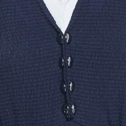 Miu Miu Navy Blue Textured Crepe Sleeveless Short Dress M