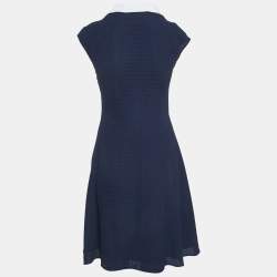 Miu Miu Navy Blue Textured Crepe Sleeveless Short Dress M