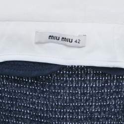 Miu Miu Navy Blue Textured Crepe Sleeveless Short Dress M