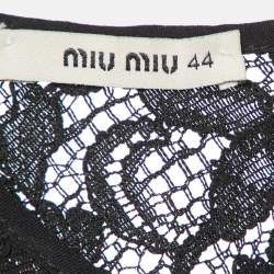 Pre Owned Miu Miu Black Silk & Lace Insert Pintuck Detail Mini Dress M
