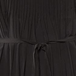 Pre Owned Miu Miu Black Silk & Lace Insert Pintuck Detail Mini Dress M