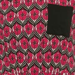 Pre Owned Miu Miu Red Floral Print Crepe Pleated Sleeveless Mini Dress M
