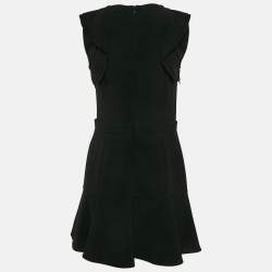 Miu Miu Black Crepe Ruffled Mini Dress M