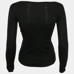 Miu Miu Black Wool Long Sleeve V-Neck Sweater XS