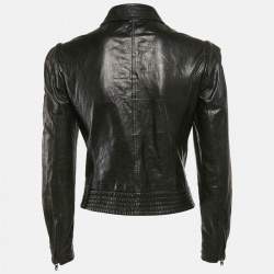 Miu Miu Black Leather Zip-Up Rider Jacket S