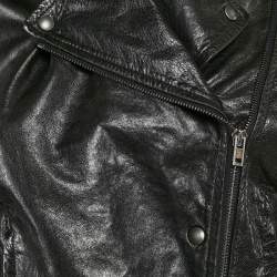 Miu Miu Black Leather Zip-Up Rider Jacket S