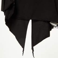 Pre Owned Miu Miu Black Logo Print Cotton Studded Front Tie Crop Top S