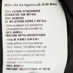 Pre Owned Miu Miu Black Logo Print Cotton Studded Front Tie Crop Top S