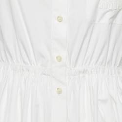 Miu Miu White Cotton Logo Pocket Detail Midi Dress XS