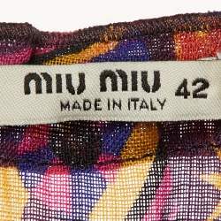 Miu Miu Multicolor Printed Wool Crepe Mini Dress M