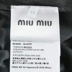 Miu Miu Grey Prince of Wales Check Wool Pleated Midi Dress M