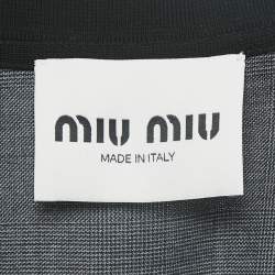 Miu Miu Grey Prince of Wales Check Wool Pleated Midi Dress M