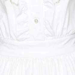 Miu Miu White Cotton Lace Details Midi Dress M