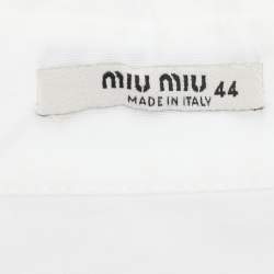 Miu Miu White Cotton Lace Details Midi Dress M