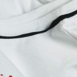 Miu Miu White Bird Print Cotton Knit Rear Tie-Up Detail Top S