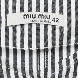 Miu Miu Black/White Striped Cotton Crystal Embellished Dropwaist Dress M