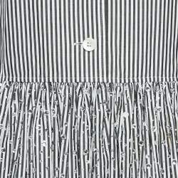 Miu Miu Black/White Striped Cotton Crystal Embellished Dropwaist Dress M