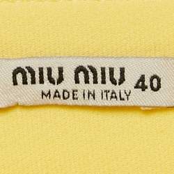 Miu Miu Pastel Yellow Crepe Studded Hem Mini Skirt S