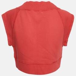 Miu Miu Red Printed Cotton Crop Top S