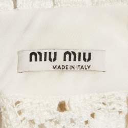Miu Miu White Floral Lace Long Sleeve Crop Top S