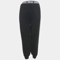 Miu Miu Black Sequin Embellished Jersey Sweatpants XS