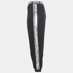 Miu Miu Black Sequin Embellished Jersey Sweatpants XS