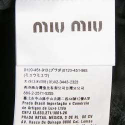 Miu Miu Black Velvet and Wool Crystal Bow Detail Mini Dress XS