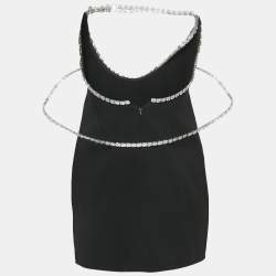 Miu Miu Black Crystals Embellished Neckline Cady Dress S