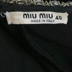 Miu Miu Black Crystals Embellished Neckline Cady Dress S