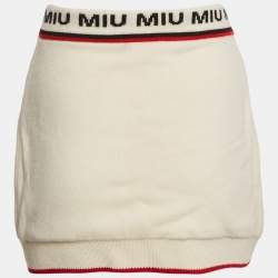 Miu Miu Cream Wool Knit Mini Skirt S