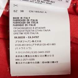 Pre Owned Miu Miu Red Logo Embroidered Cotton Knit Shorts S