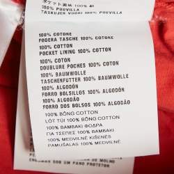 Pre Owned Miu Miu Red Logo Embroidered Cotton Knit Shorts S