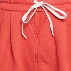 Pre Owned Miu Miu Red Logo Embroidered Cotton Knit Shorts S