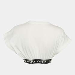 Miu Miu White Logo Tape Detail Crop Top XS
