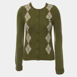 Miu Miu Green Cashmere Fern Button-Up Cardigan IT Women 36