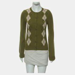 Miu Miu Green Cashmere Fern Button-Up Cardigan IT Women 36