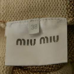 Miu Miu Cream Striped Lurex Knit Sweater S