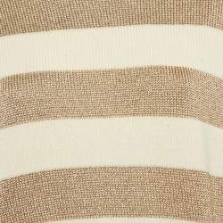 Miu Miu Cream Striped Lurex Knit Sweater S
