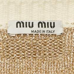 Miu Miu Cream Striped Lurex Knit Sweater S