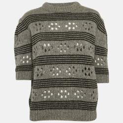 Miu Miu Grey Cut-Out Rib Knit Sweater S